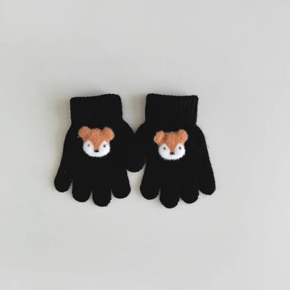 3-6 Years Children's Gloves Autumn and Winter Fashion Girls Boys Knitted Warm Cartoon Super Cute Five-finger Gloves Wholesale