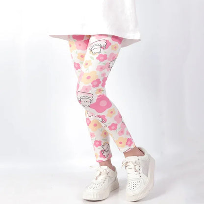 Baby Girls Leggings Kids Pencil Pants Casual Floral Trousers Slim Leggings Teens Nine Point Pant 2025 Spring Children's Clothing