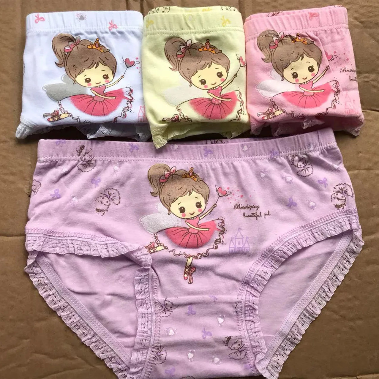 Girls Briefs Fine Cotton Underwear Cute Designs Printing Panties Kids Breathable Soft Healthy Underpants Girls Boxer 4pcs/Lot