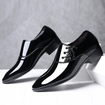 Trending Italian Patent Leather Shoes for Men Business Shoe Lace Up Oxfords Plus Size Male Wedding Party Shoes Men Black Leather