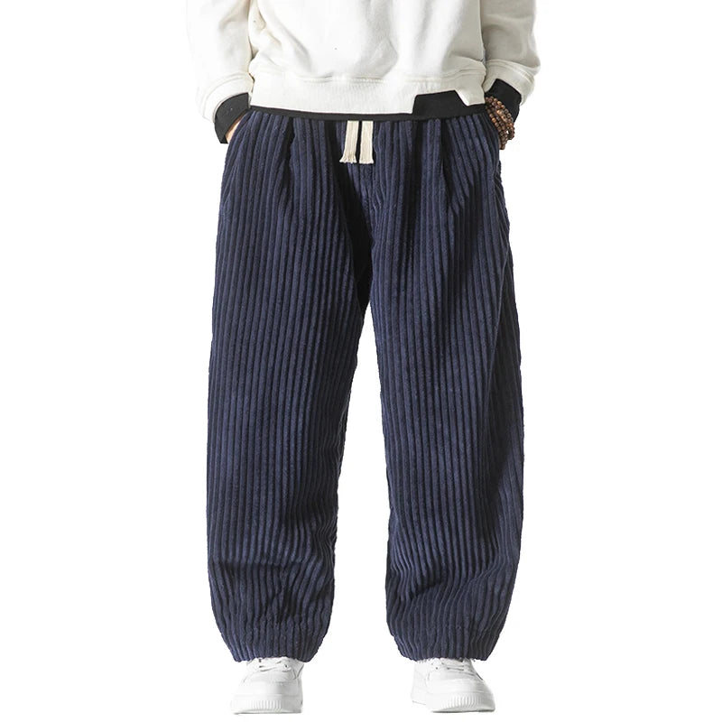 Autumn Loose Corduroy Harem Pants Men Solid Color Casual Sweatpants Mens Hip Hop Trousers Fashion Drawstring Jogging Pants Man