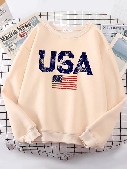 USA Letters American Flag Stars And Stripes Women Hoody Street Oversize Hoodies Personality Warm Hoodie hip hop Soft Clothes