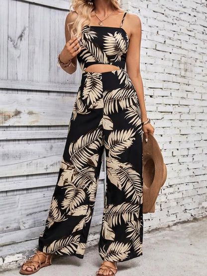 Elegant Long Jumpsuit Women Sexy Backless Wide Leg Jumpsuits Casual Sleeveless Hollow Out Floral Rompers Woman 2024 Summer Sales