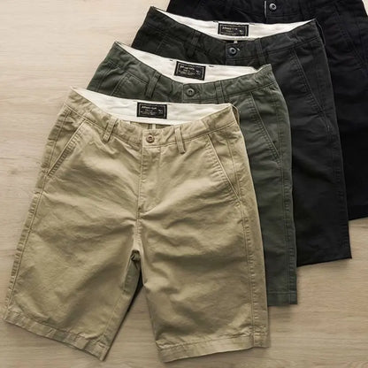 2023 Summer New Texture Water Wash Solid Color Men's Clothing Casual Shorts Trend Cotton Versatile Slim Fit Workwear Short Pants