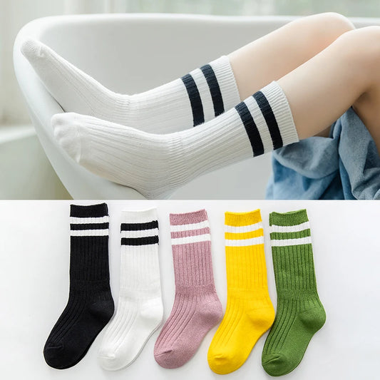 1-12 Yrs Kids Boys Toddlers Girls Socks Knee High Long Soft Cotton Baby Socks Stripe Child Socks School Sports Sock Four Seasons