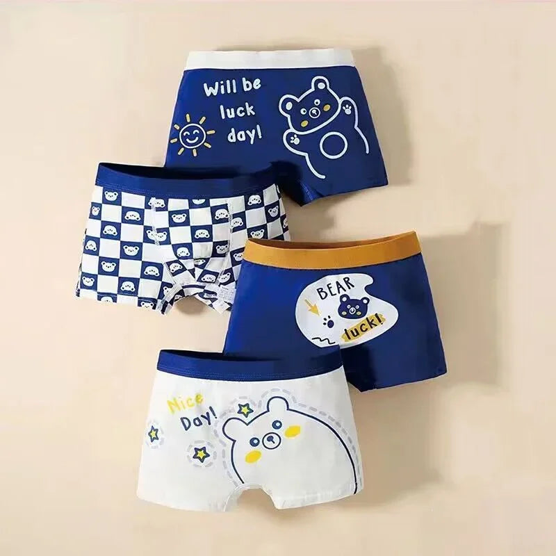 4Pcs/Lot Boy Cotton Underwear Boxer Kids Children  Panties 2-12years