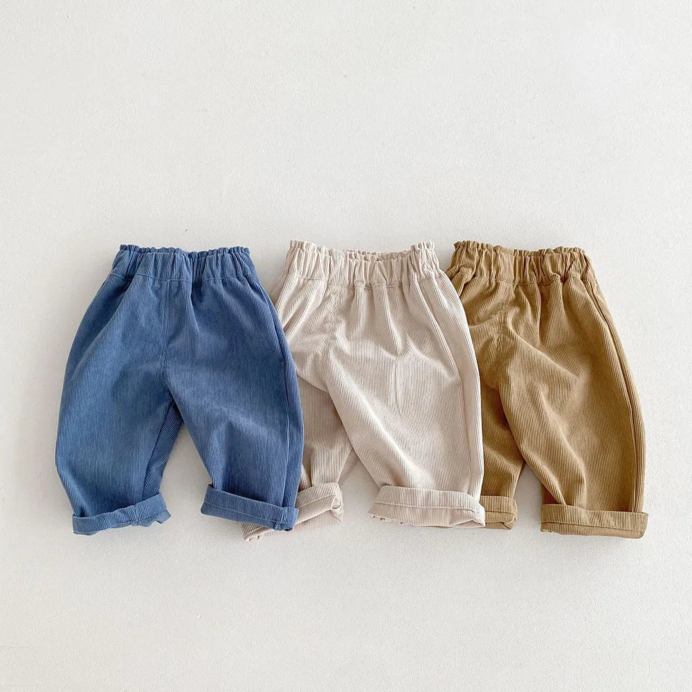 1-5Y Autumn Kids Pants Fashion Corduroy Boys Pants 3 Colors  Boys Trousers Daily Kids Outfit