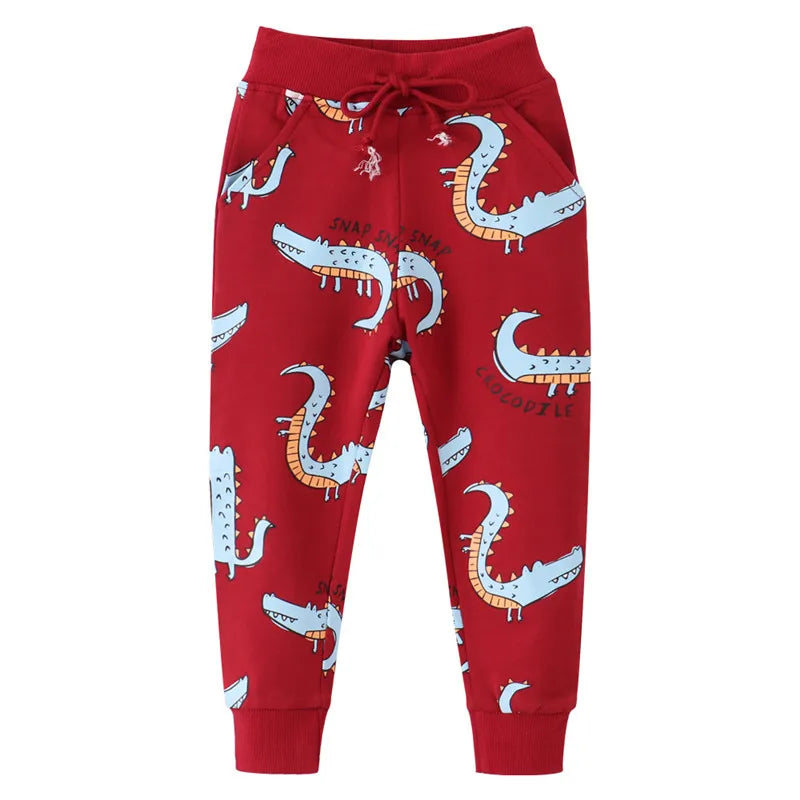 Jumping Meters New Arrival Cats Print Drawstring Boys Girls Sweatpants Full Length Children's Clothes Trousers Pants Animals