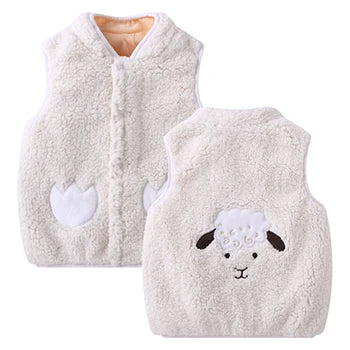 Keep Warm Autumn Winter Sleeveless Jacket For Girls Boys Cute Animal Hooded Vest New Fashion Plush Outerwear Baby Waistcoat 0-4Y