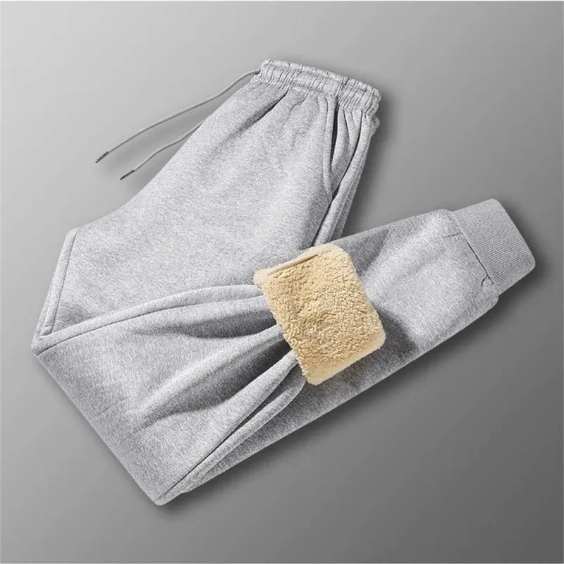 Winter Fleece Pants Thick Warm Thermal Trousers Men Fitness Drawstring Pants Jogging Sweatpants Gym Running Fitness Leggings