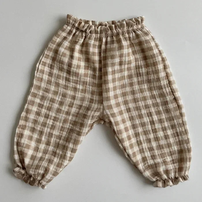 Infant Baby Boys Girls Muslin Pants Casual Lantern Pants Full Pants