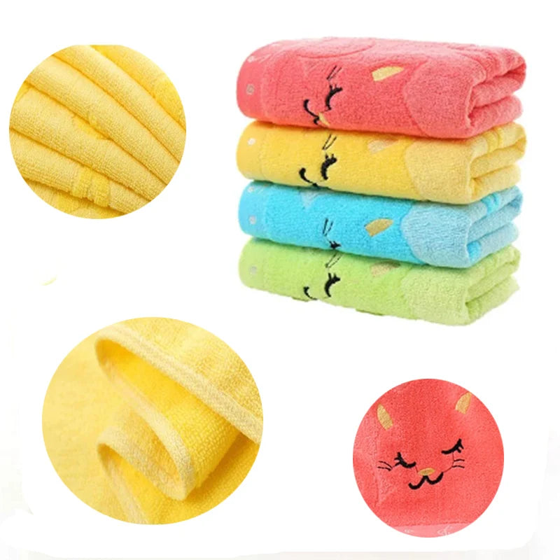 1 pc Bamboo Fiber Towel Bath Towel Kids Soft Super Absorbent and Fast Drying Towel Bathing Feeding Cartoon Cat Cotton Towel