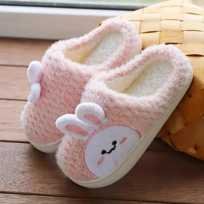 New Slippers For Home For Children Boys Girls Autumn Winter Home Furry Cute Flip Flops Rabbit Indoor Wooden Floor Warm Cotton Sh