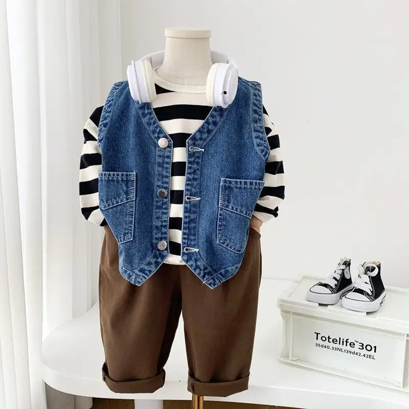 2024 new spring autumn summer fashion Baby girl kids cotton Denim vest children comfortable cute baby Clothes Children Clothing