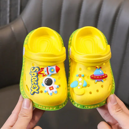 Kids Sandals Hole Children's Shoes Slippers Soft Anti-Skid Cartoon DIY Design Hole Baby Shoes Sandy Beach For Boys Girls