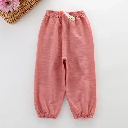 Children Pants Summer Cotton Thin Breathable Prevent Mosquito Candy Color Kids Boys Girls Baby Pants