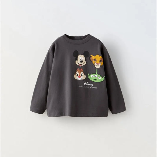 Child Thin Casual Sports Tops Boys Girls Cute T-shirts New Design Cartoon Crewneck Pullovers Fashion Printing Bottoming Shirt