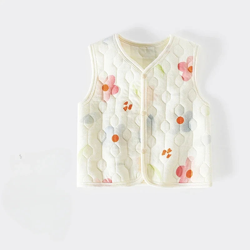 Baby Vest for Spring, Autumn, External Wear, Warm Newborn Vest, Children's Three-layer Cotton, Boys and Girls Winter Clothes