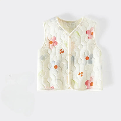 Baby Vest for Spring, Autumn, External Wear, Warm Newborn Vest, Children's Three-layer Cotton, Boys and Girls Winter Clothes