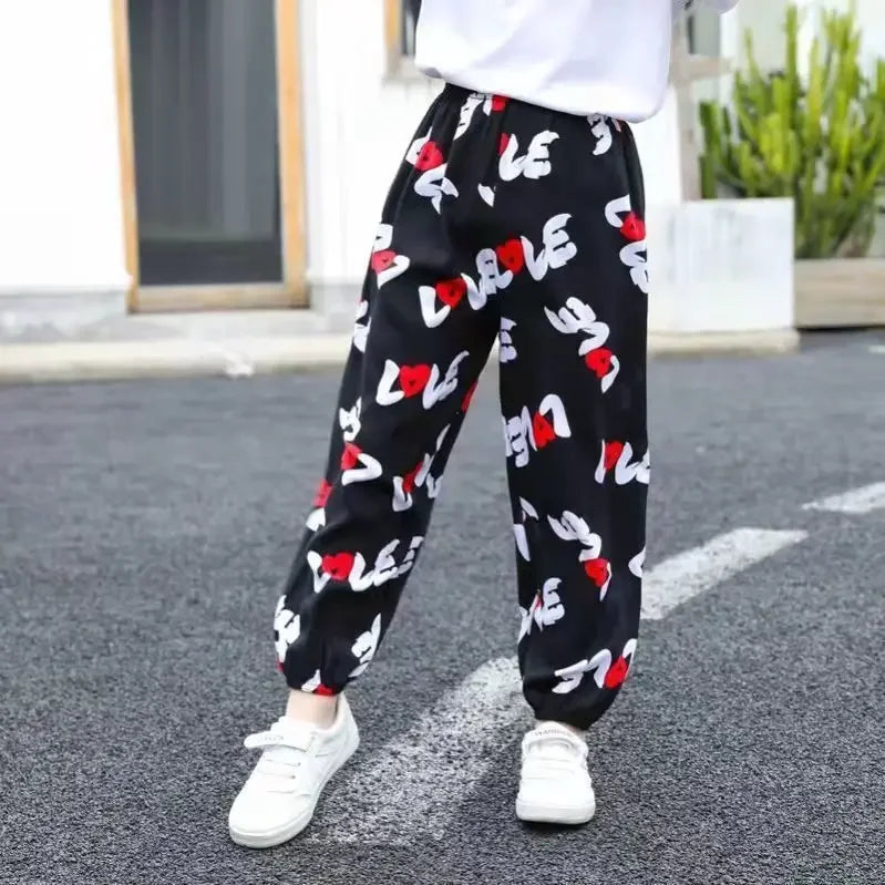 2-10Y New Summer Children Pants Anti-mosquito Pants Boys Printed Girls Harem Pants Kids Joggers Teenager Trousers Baby Clothing