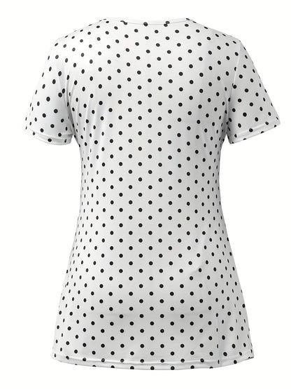 Summer polka dot short sleeved V-neck breastfeeding maternity shirt