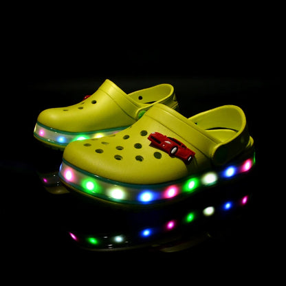 Summer Children Hole Sandals LED Lighted Flashing Light Shoes Boys Girls Beach Sandals Kids Breathable Fashion Sneakers