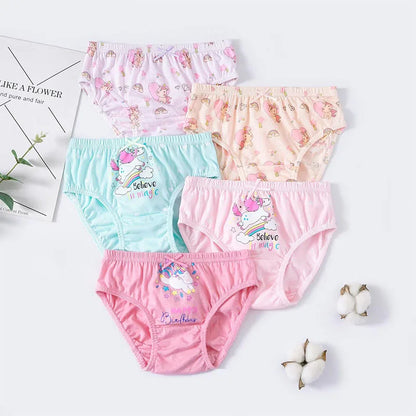 5Pcs/Set Assorted Styles Cute Cartoon Girls Underwear Panties Cotton Panty Girl Children Soft Underpants Breathable Girls Briefs