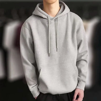 Mens Autumn Fashion Solid Color Harajuku Street Sweatshirt Hoodie Long Sleeves Casual Baggy Clothes Tops Hip Hop Sports Pullover