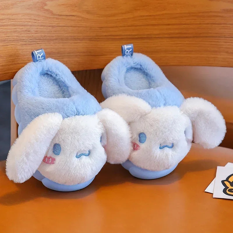 2024 New Winter Warm Cute Cartoon Indoor Mule Soft Non-slip Fluffy Slippers For Kids Teen Boys Girls Children Home Cotton Shoes