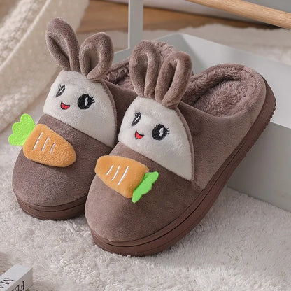 Winter Rabbit Slippers Kids Girls Boys Home Shoes Baby Fur Slides Cotton Indoor Warm Fluffy House Children Unicorn Slipper