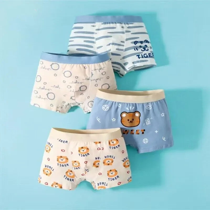 4Pcs/Lot Boy Cotton Underwear Boxer Kids Children  Panties 2-12years