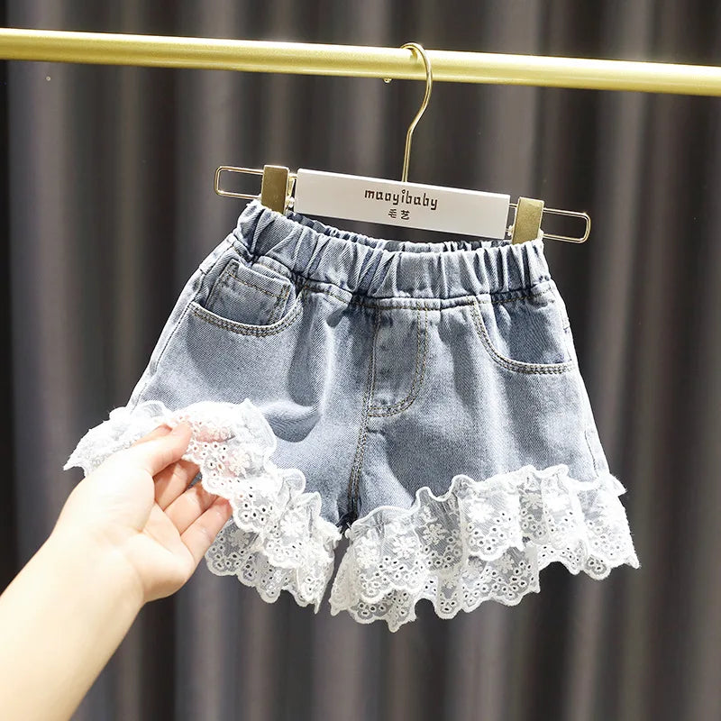 Girls Denim Shorts Teenagers Summer Lace Short Pants Kids Beach Clothes Children's Shorts For Teenage Girls