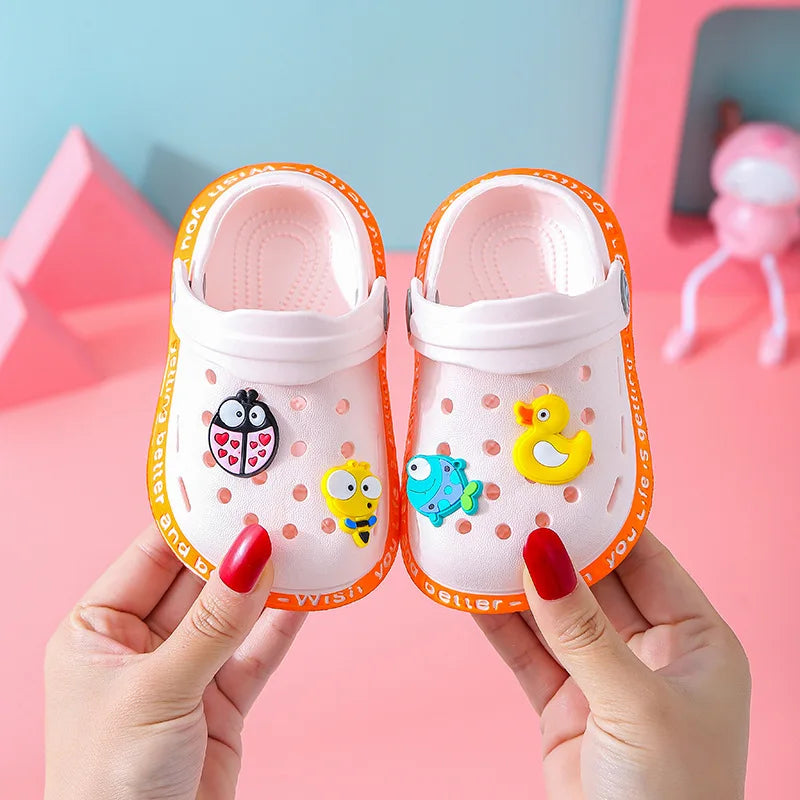 Summer Kids Sandals Children Hole Shoes Slippers Soft Non-slip Cartoon DIY Design Beach Sandy Slipper Shoe for Boys Girls