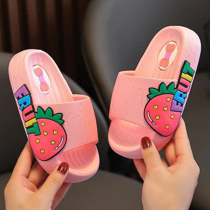 Girls Slippers Summer Cartoon Fruit Kids Shoes Non-slip Platform Slides Baby Boys Bathroom Flip Flops Comfortable Home Slippers