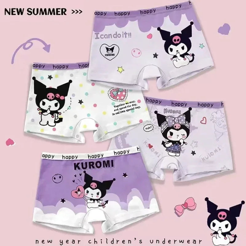 Kuromi Lynabel Cartoon Girls Briefs Quadrangle Cotton Boxer Shorts 3-12 Years Children Antibacterial Panties Girls