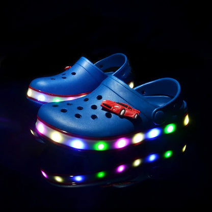 Summer Children Hole Sandals LED Lighted Flashing Light Shoes Boys Girls Beach Sandals Kids Breathable Fashion Sneakers