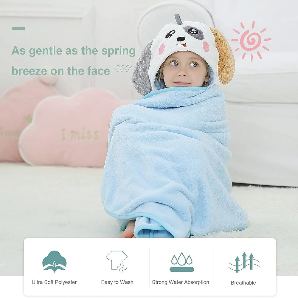 MICHLEY Cute Hooded Bath Baby Towel Hood Newborn White Bathrobe Shower For Kids Boy Girls Unisex Infant Animal Face Blanket 0-9T