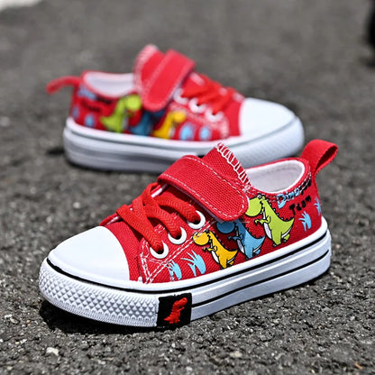 Children Cartoon Canvas Shoes for Boys Girls Casual Low-top Shoes Spring Breathable Non-slip Board Shoes Fashion Kids Sneakers