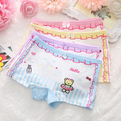 4 Pieces/Lot 2-10Y Children Underwear Cotton Girls Panties Cute Cat Pattern Kids Boxer Briefs Child Soft girl Pants