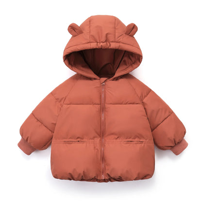 Autumn Winter Kid Thicken Fashion Cotton Coat Boy Children Solid Cardigan Hooded Long Sleeve Tops Girl Baby Warm Casual Jacket