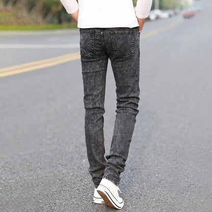 Men Jeans Stretchy Straight Leg Versatile Teenager Slim Fit Pencil Jeans   Pencil Jeans  Streetwear