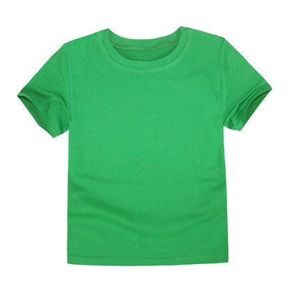 Summer Children T-shirts Solid Color Cotton Tees for Kids New Fashion Boys Girls Short Sleeve Top 2-14T Clothes Healthy T-shirts