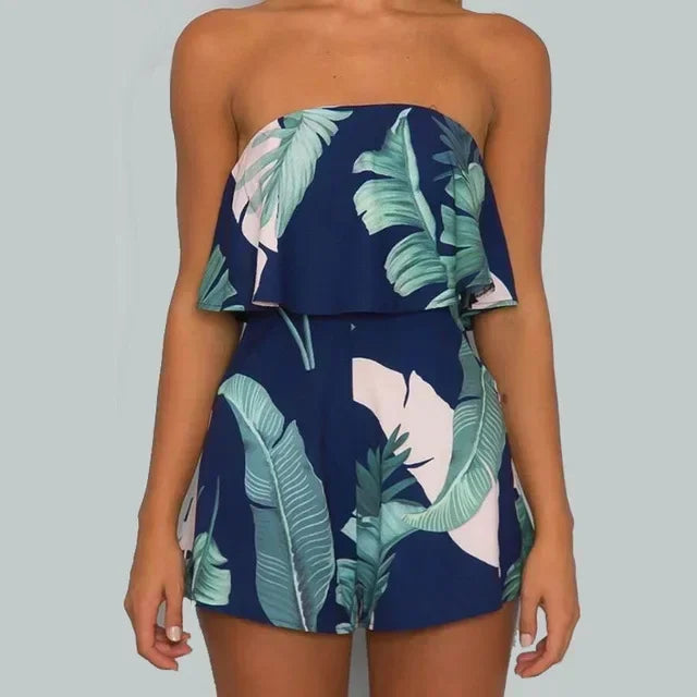 Bohemian Style Playsuit Floral Print Sexy Rompers Short Overalls Top Macacao Feminino Women Clothes Casual Summer Beach Jumpsuit