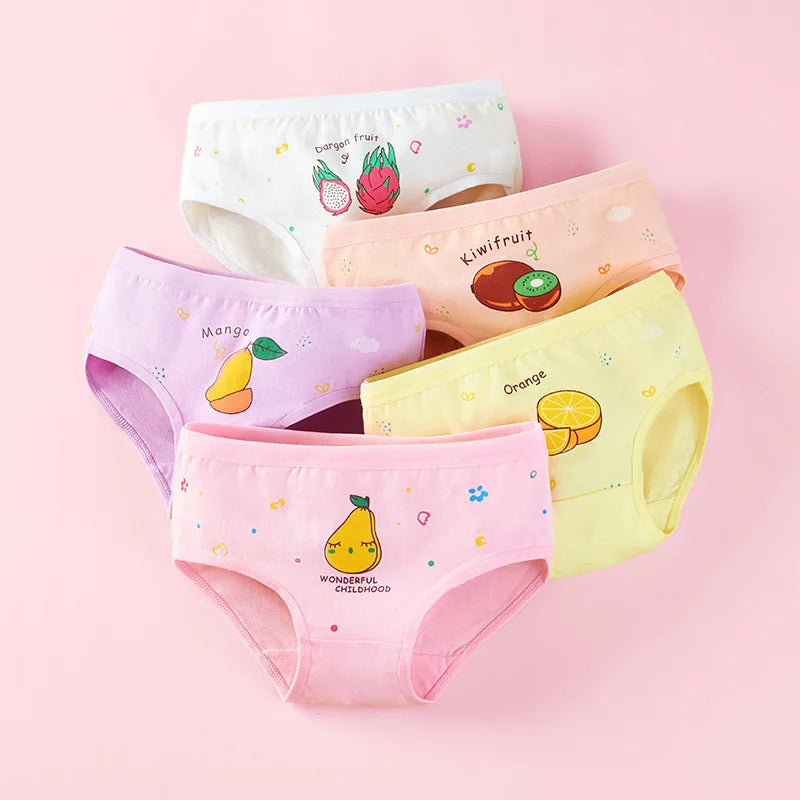 Girls Briefs Fine Cotton Underwear Cute Designs Printing Panties Kids Breathable Soft Healthy Underpants Girls Boxer 4pcs/Lot