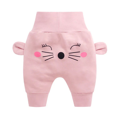 Baby Cute Pants Boys Girl Cartoon High Waist Protection Belly Children Toddler Spring Autumn Newborn Trousers