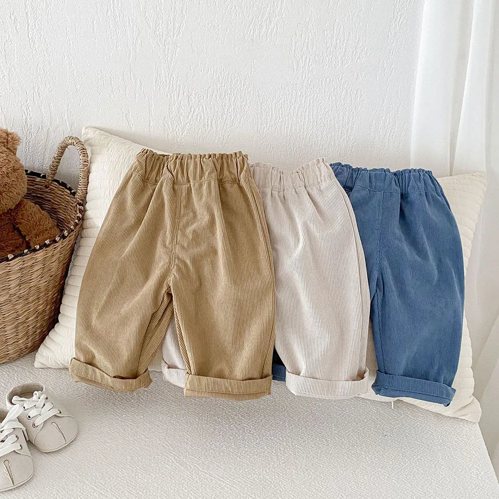 1-5Y Autumn Kids Pants Fashion Corduroy Boys Pants 3 Colors  Boys Trousers Daily Kids Outfit