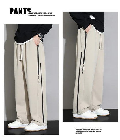 2024 New Sweatpants Men Baggy Joggers Wide Leg Pants Neutral Breathable Loose Outdoor Trousers Fashion Design Jogging Pants