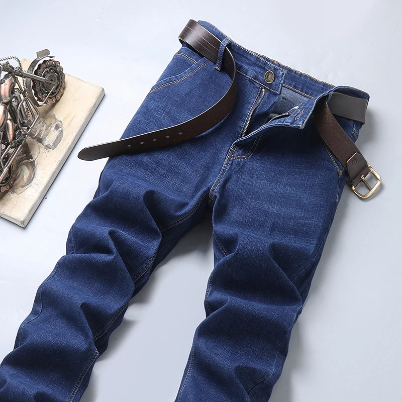 New Arrivals Regular Fit Straight Men's Business Casual Denim Pants New Arrivals Jeans Blue Black Luxury Trousers