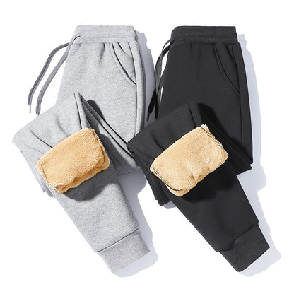 Winter Fleece Pants Thick Warm Thermal Trousers Men Fitness Drawstring Pants Jogging Sweatpants Gym Running Fitness Leggings