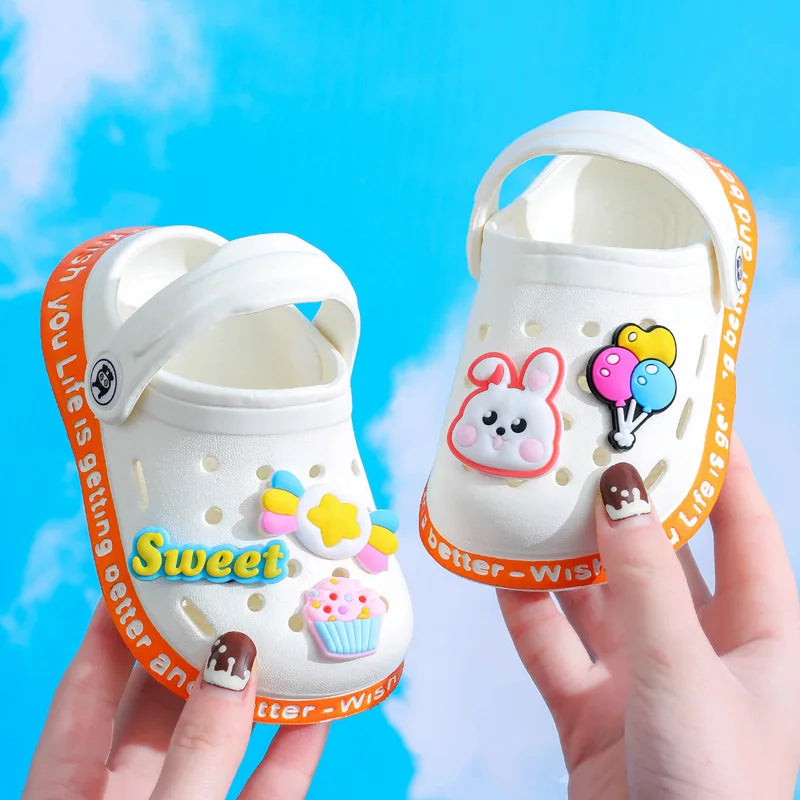 Summer Kids Sandals Children Hole Shoes Slippers Soft Anti-Skid Cartoon DIY Design Hole Baby Shoes Sandy Beach For Boys Girls